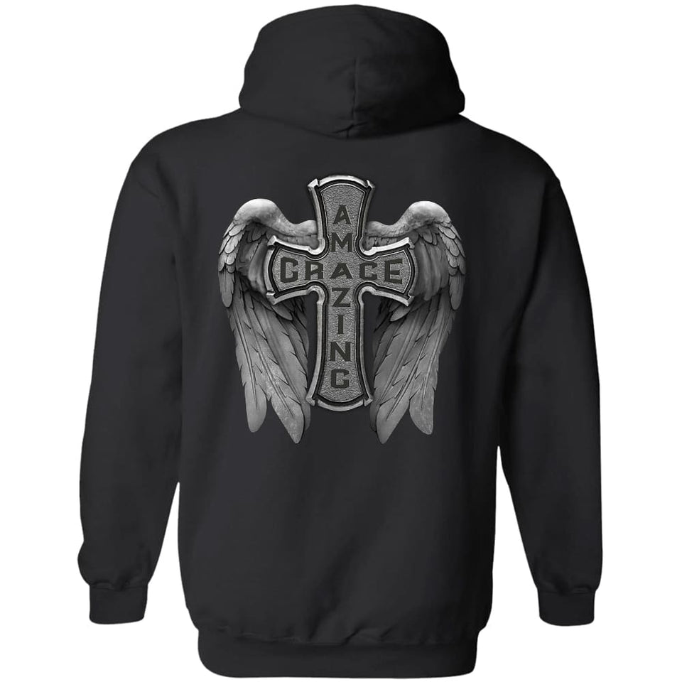 Jesus - Cross with wing - Amazing grace - Back-printed Apparel