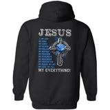 Jesus - Cross with blue rose - Jesus is my everything - Back-printed Apparel