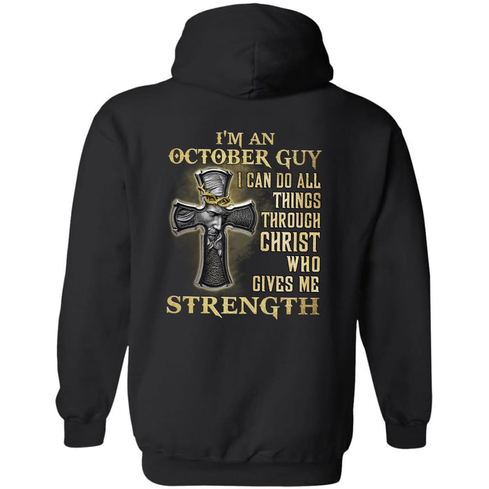 Jesus with cross - I'm a October guy - Back-printed Apparel