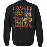 Amazing Cross, sunflower, US flag I can do all thing through Christ - Jesus Back-printed Apparel