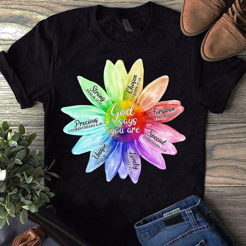 Jesus - Colorful sunflower - God says you are - Apparel