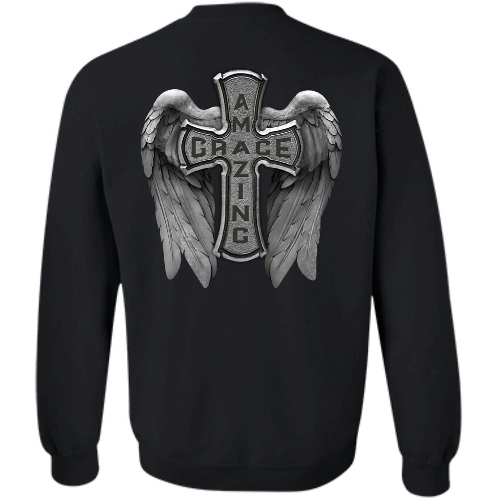Jesus - Cross with wing - Amazing grace - Back-printed Apparel