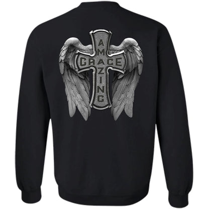 Jesus - Cross with wing - Amazing grace - Back-printed Apparel