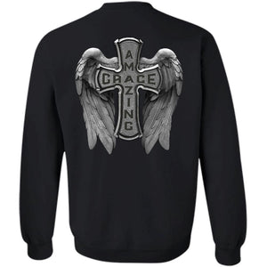Jesus - Cross with wing - Amazing grace - Back-printed Apparel