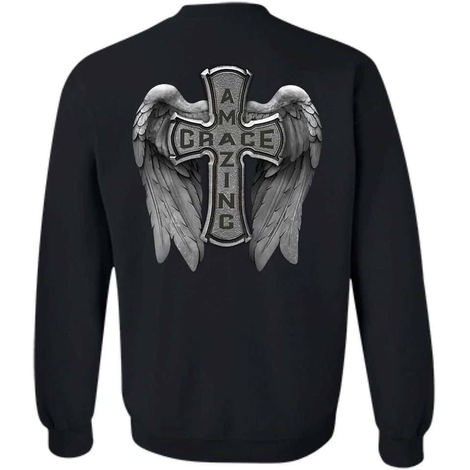 Jesus - Cross with wing - Amazing grace - Back-printed Apparel