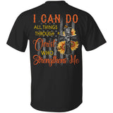 Amazing Cross, sunflower, US flag I can do all thing through Christ - Jesus Back-printed Apparel