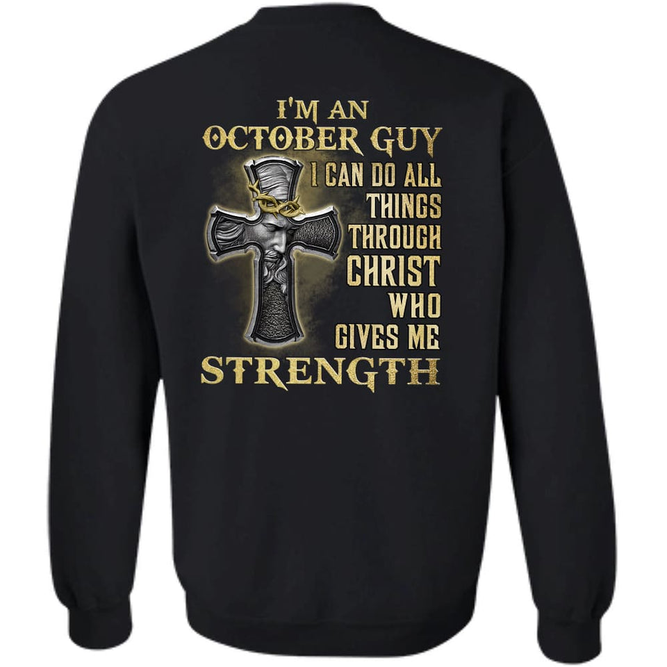 Jesus with cross - I'm a October guy - Back-printed Apparel