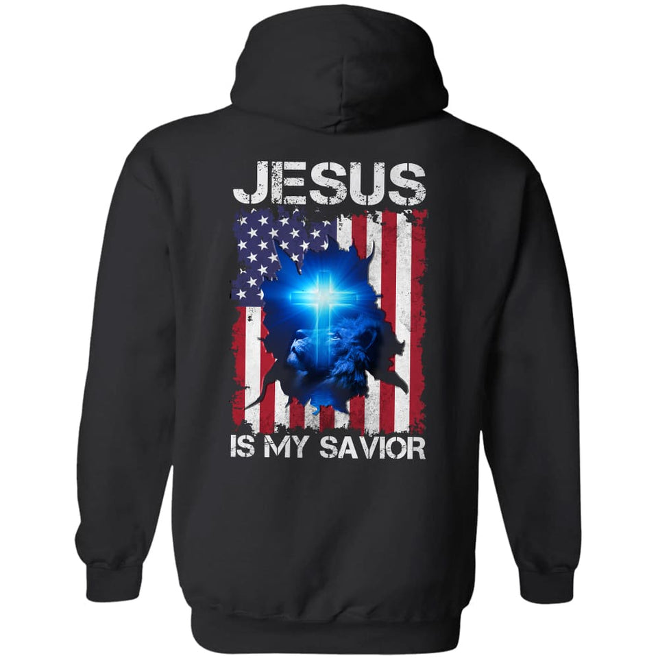Jesus - Lion looking at the Cross - Jesus is my savior - Back-printed Apparel