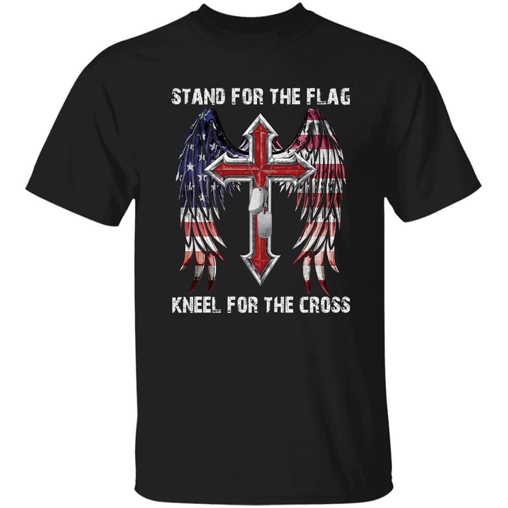 Jesus - Cross with U.S flag wing - Stand for the flag, kneel for the cross - Apparel