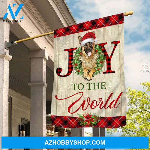 Joy to the world - Jesus, Christmas, German shepherd Flag