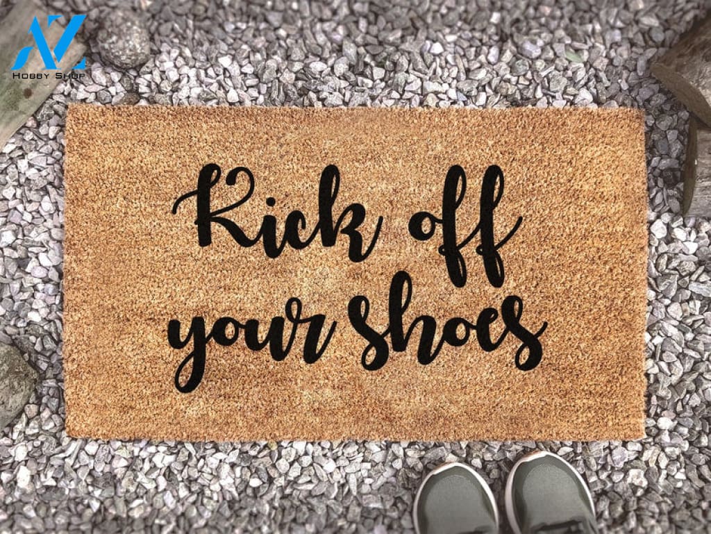 Kick Off Your Shoes - Custom Coir Welcome Doormat - Home Decor - Housewarming Gift