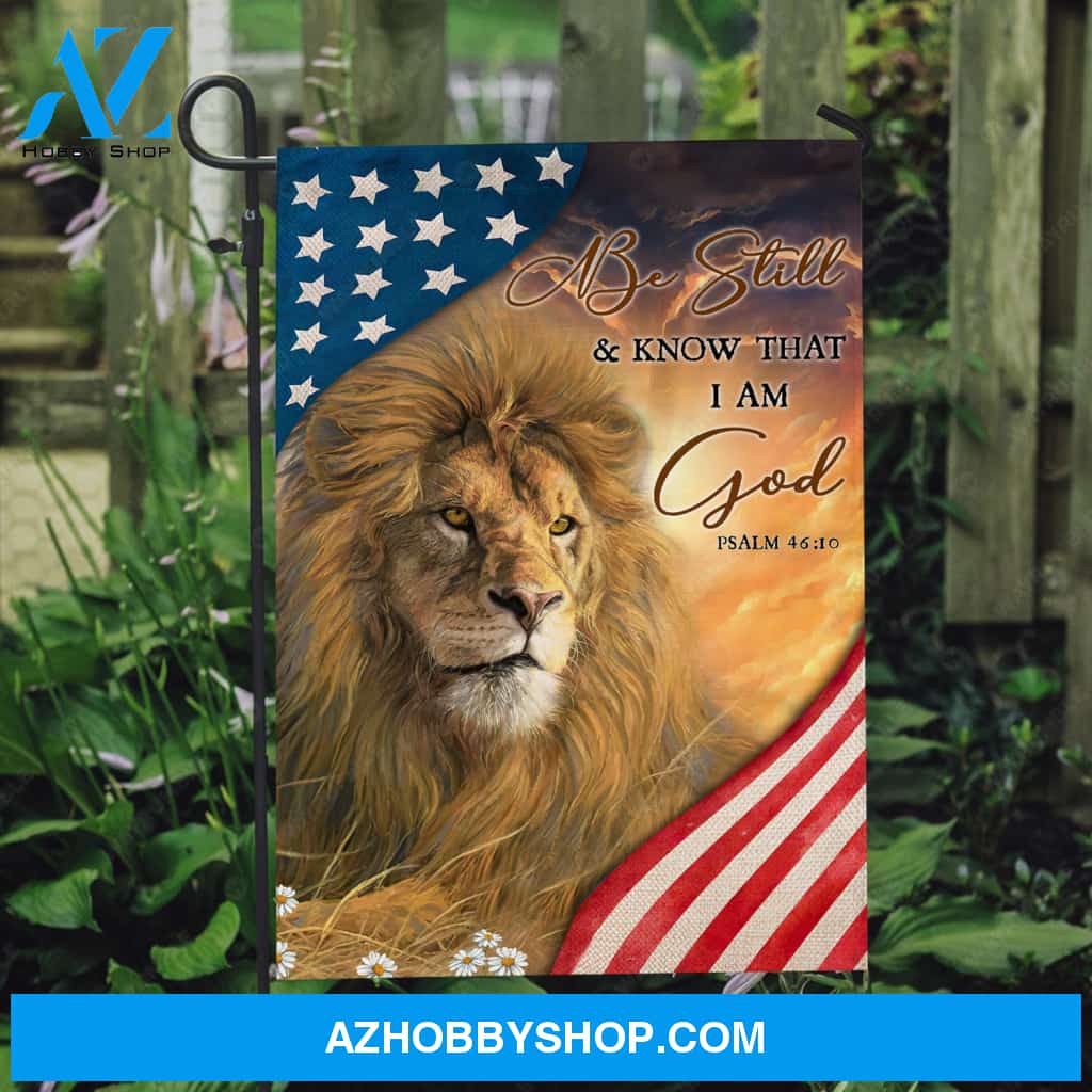 King of Kings, Amazing lion painting, US flag, Be still and know that I am God - Jesus Flag
