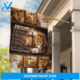 King of Kings, Lion drawing, Lamb painting, Cross, Jesus is my everything - Jesus Flag