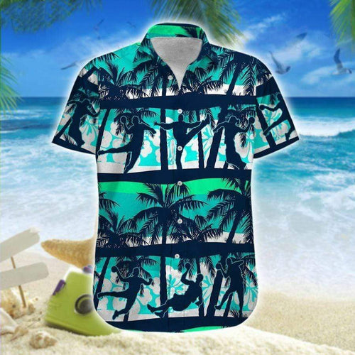 Hawaiian Aloha Shirt Handball Blue Palm For Men Women