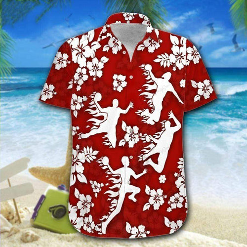 Hawaiian Aloha Shirt Handball Red For Men Women