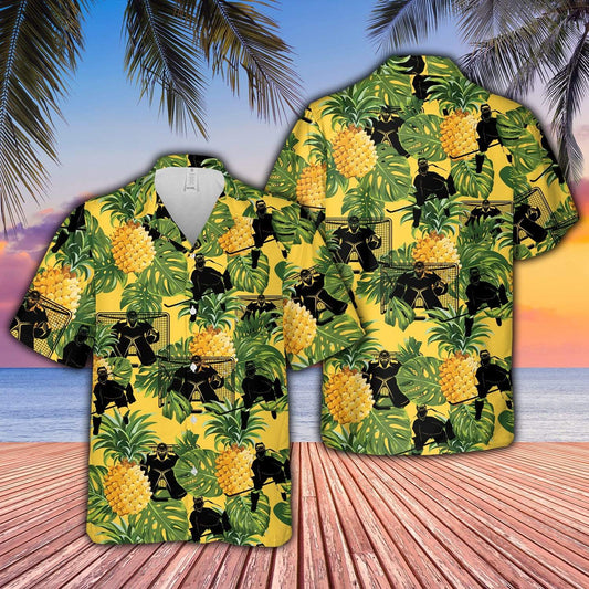 Hawaiian Aloha Shirt Ice Hockey Pineapple Tropical For Men Women
