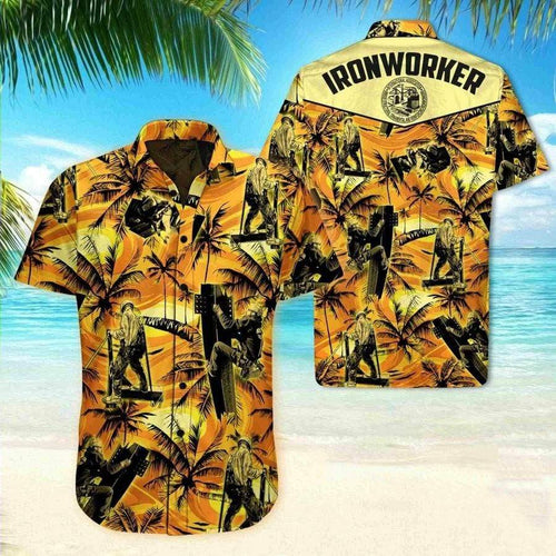 Hawaiian Aloha Shirt Ironworker Palm Tree For Men Women