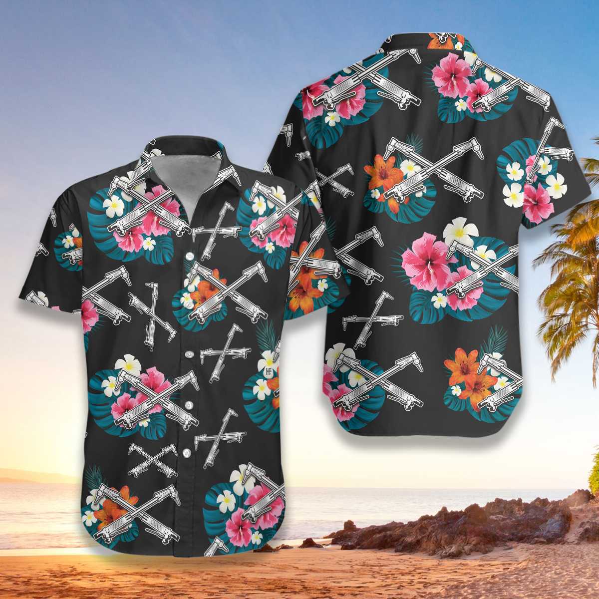 Hawaiian Aloha Shirt Ironworker Tropical Flowers For Men Women