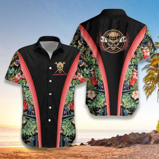 Hawaiian Aloha Shirt Ironworker Tropical Skull For Men Women