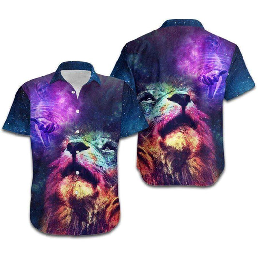 Hawaiian Aloha Shirt Jesus Christ Lion Galaxy For Men Women