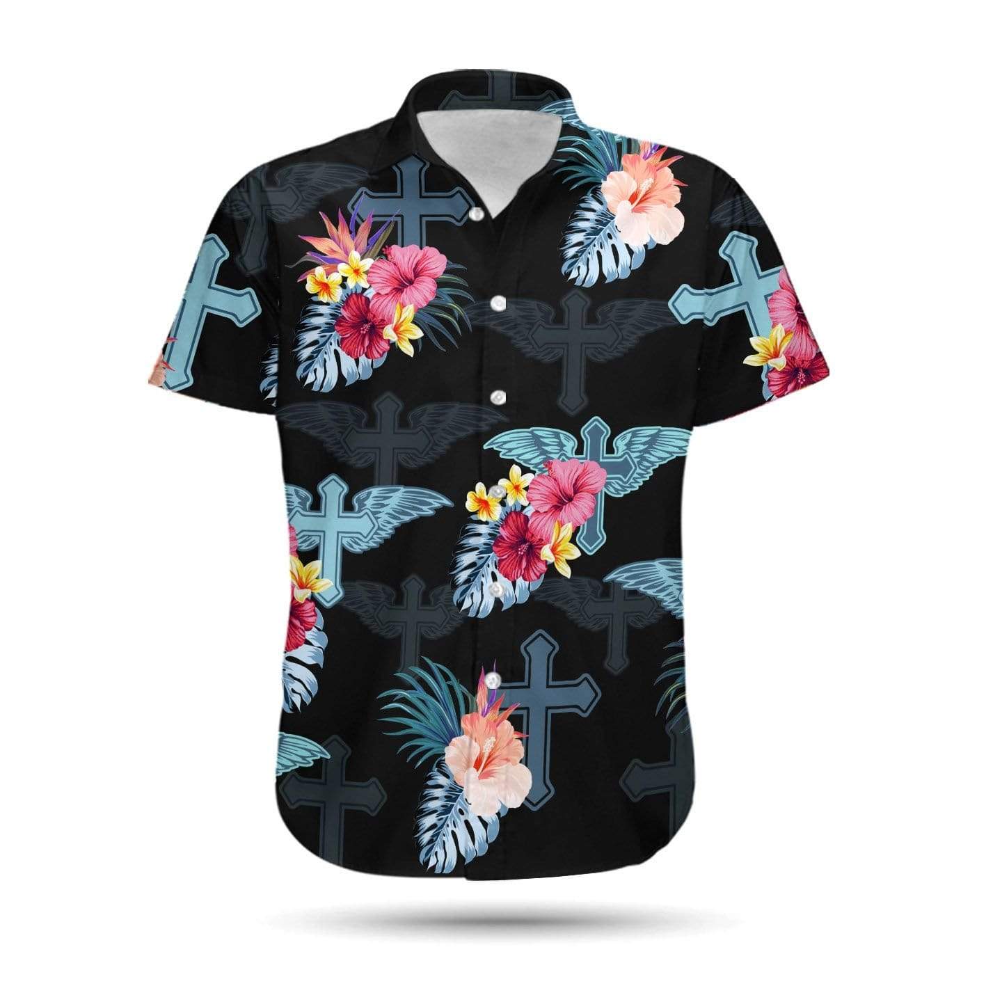 Hawaiian Aloha Shirt Jesus Cross Tropical For Men Women