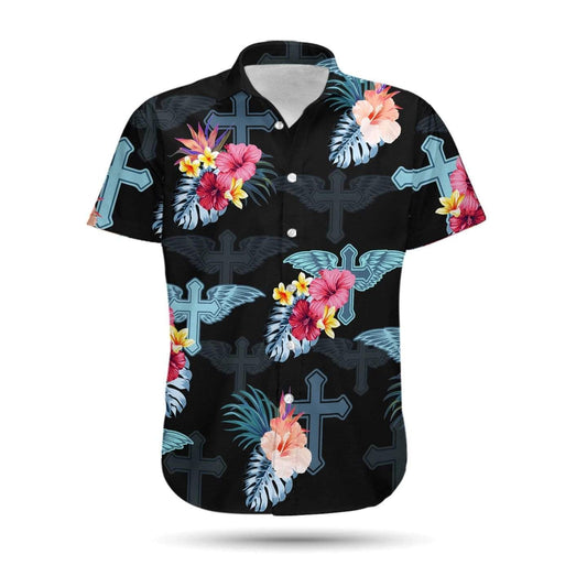 Hawaiian Aloha Shirt Jesus Cross Tropical For Men Women