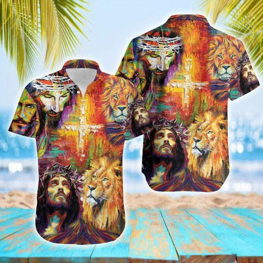 Hawaiian Aloha Shirt Jesus Is My King My Lord My Savior Lion For Men Women