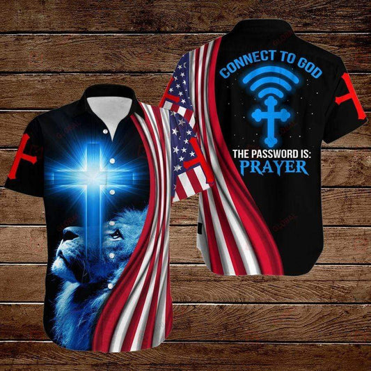 Hawaiian Aloha Shirt Jesus Lion Connect To God For Men Women