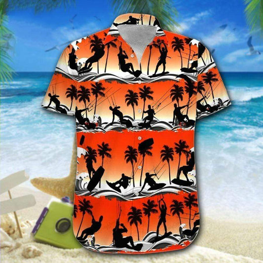 Hawaiian Aloha Shirt Kitesurfing Sunset For Men Women