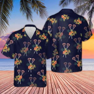 Hawaiian Aloha Shirt Lacrosse Tropical Flower For Men Women