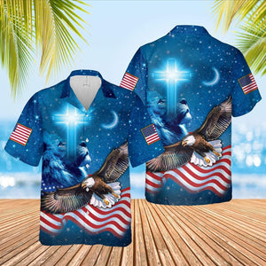 Hawaiian Aloha Shirt Lion Cross Of Christ Eagle American Flag Patriot For Men Women