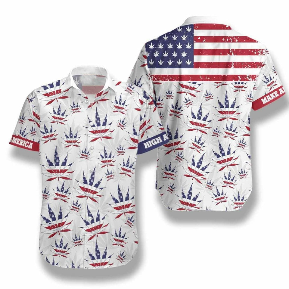 Hawaiian Aloha Shirt Lion Weed Make American High Again For Men Women