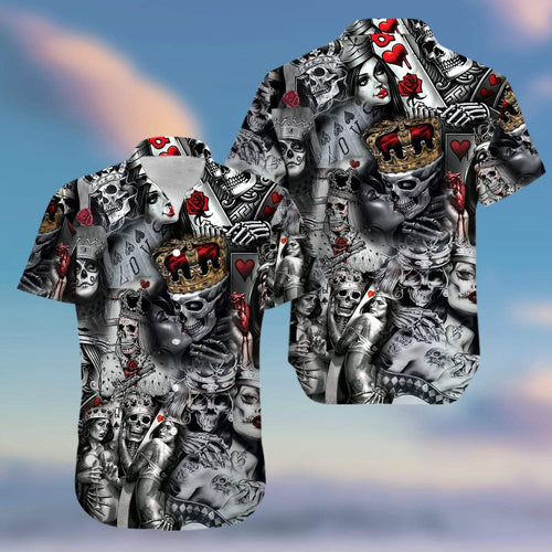 Hawaiian Aloha Shirt Love Is Blind Poker Skull For Men Women