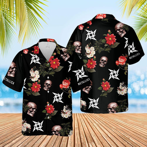 Hawaiian Aloha Shirt Metallica Skull For Men Women