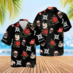 Hawaiian Aloha Shirt Metallica Skull For Men Women