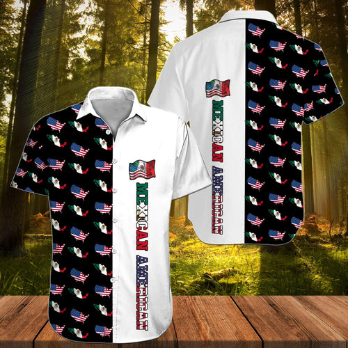 Hawaiian Aloha Shirt Mexican Ameican Flag Pattern For Men Women