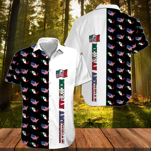 Hawaiian Aloha Shirt Mexican Ameican Flag Pattern For Men Women