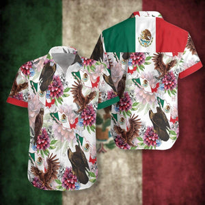 Hawaiian Aloha Shirt Mexico Proud Dahlia Golden Eagle For Men Women