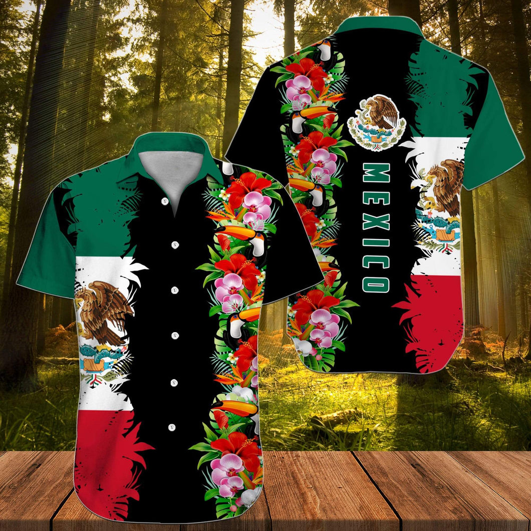 Hawaiian Aloha Shirt Mexico Toucan Flower For Men Women