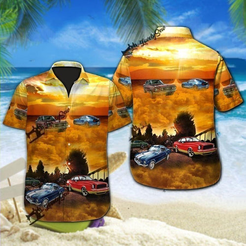 Hawaiian Aloha Shirt Mus-tang In The Sunset For Men Women