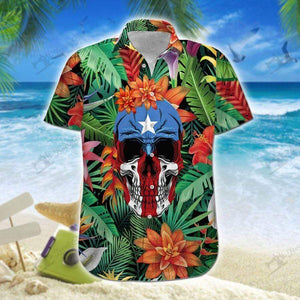 Hawaiian Aloha Shirt Puerto Rico Skull For Men Women