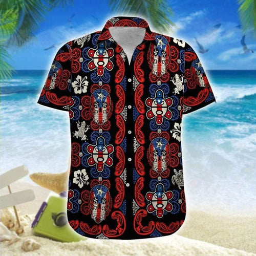 Hawaiian Aloha Shirt Puerto Rico Symbol Pattern For Men Women
