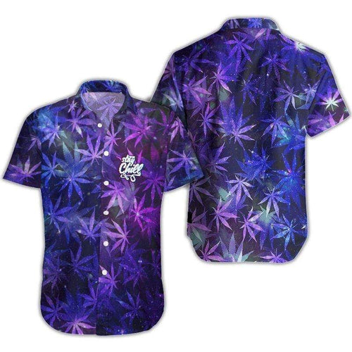 Hawaiian Aloha Shirt Purple Weed Stay Chill For Men Women