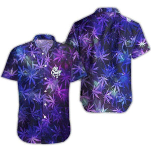 Hawaiian Aloha Shirt Purple Weed Stay Chill For Men Women