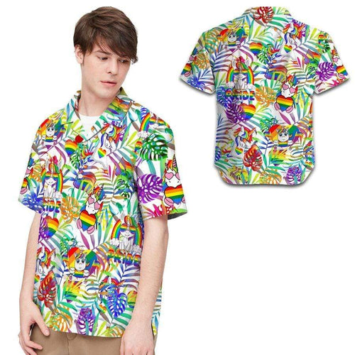 Hawaiian Aloha Shirt Rainbow Unicorn Tropical For Men Women