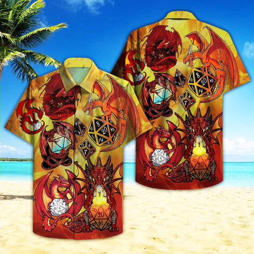 Hawaiian Aloha Shirt Red Dragon Dice For Men Women