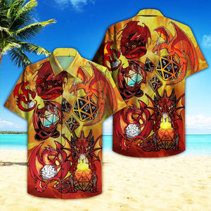 Hawaiian Aloha Shirt Red Dragon Dice For Men Women