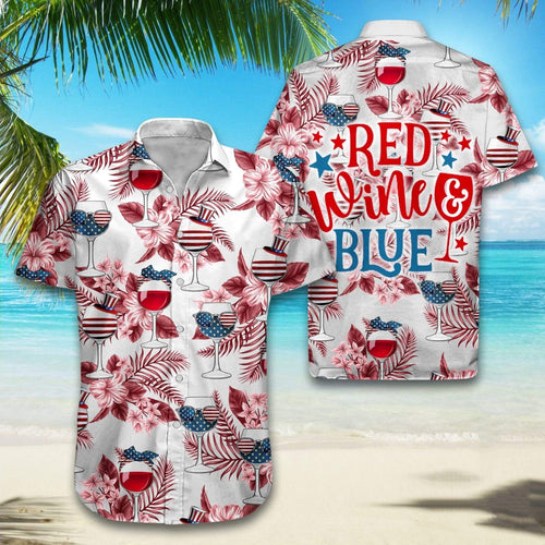 Hawaiian Aloha Shirt Red Wine Blue For Men Women