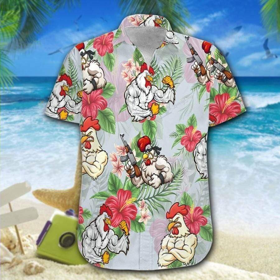 Hawaiian Aloha Shirt Rooster Fighter For Men Women