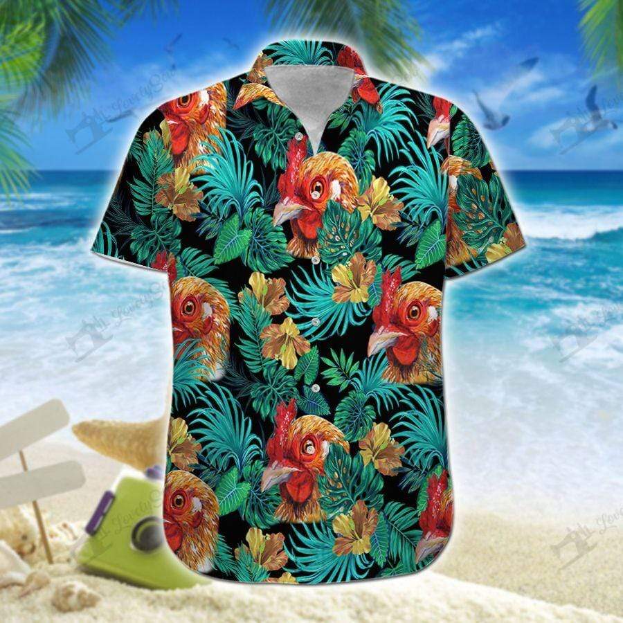 Hawaiian Aloha Shirt Rooster Tropical For Men Women